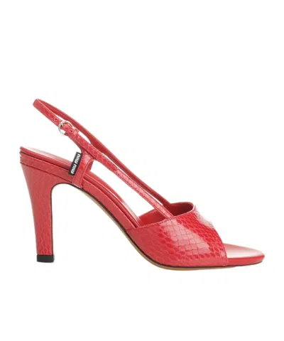 MIU MIU MIU MIU EMBOSSED SLINGBACK SANDALS