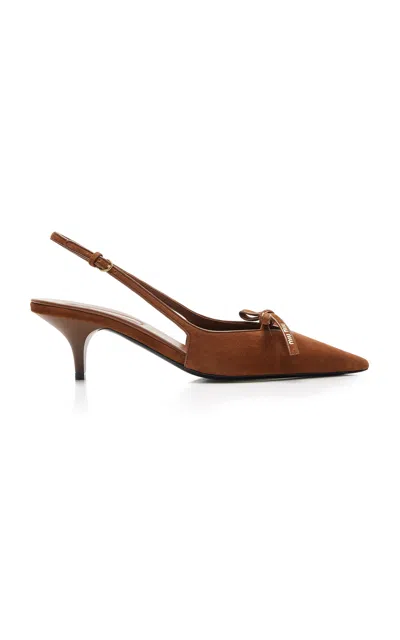 Miu Miu Slingback Leather Pumps In Tan