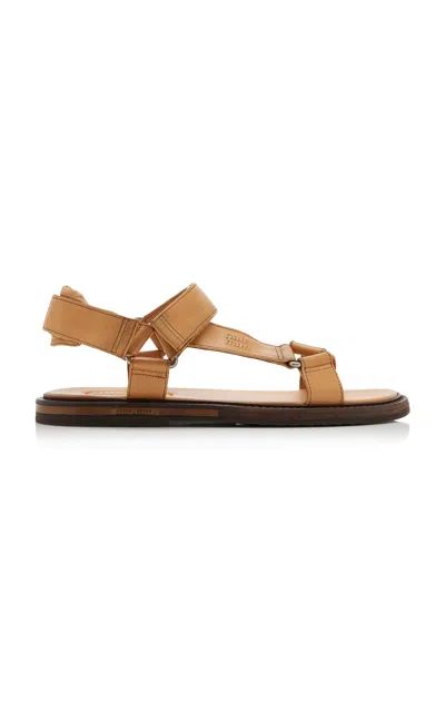 Miu Miu Slingback Leather Sandals In Brown