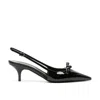 Miu Miu Patent Bow Kitten-heel Slingback Pumps In Black