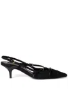 Miu Miu Patent Leather Slingback Pumps With Straps In Black
