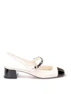 Miu Miu Embellished Leather Slingback Pumps In Blanco