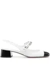 Miu Miu Chain Strap Slingback Cap Toe Pump In White
