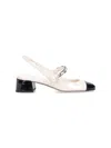 Miu Miu Embellished Leather Slingback Pumps In White