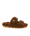 Miu Miu Shearling Sandals In Brown