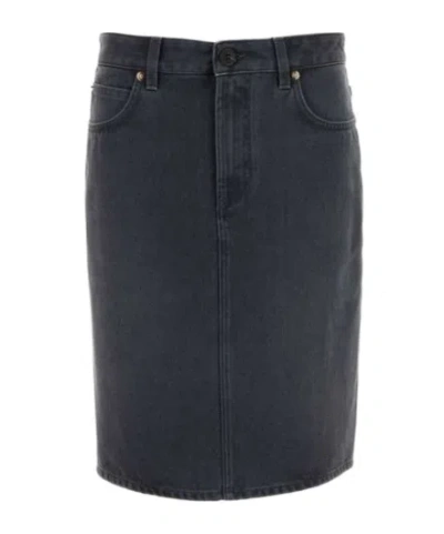 Miu Miu Slit-detailed Skirt In Gray