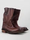 Miu Miu Slouchy Leather Boots Round Toe Ss26 In Brown