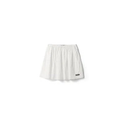 Miu Miu Slubbed Eyelet Poplin Skirt In White