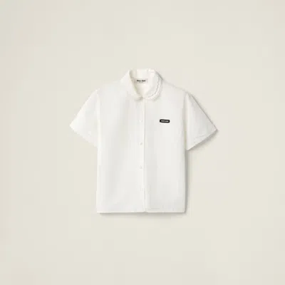 Miu Miu Logo-patch Short-sleeved Shirt In White
