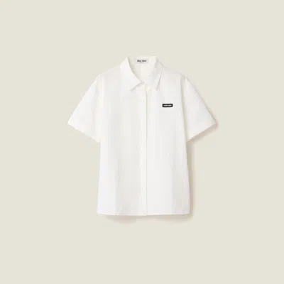 Miu Miu Slubbed Poplin Shirt In White