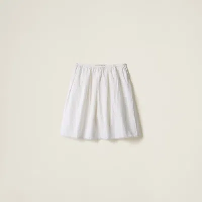 Miu Miu Slubbed Poplin Skirt In White