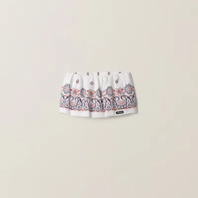 MIU MIU SLUBBED POPLIN SKIRT WITH PRINT