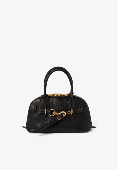 MIU MIU SMALL AVENTURE LEATHER TOP HANDLE BAG