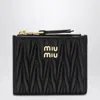 Miu Miu Small Black Matelassé Nappa Wallet In Black