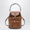 Miu Miu Small Cognac Leather Backpack In Brown