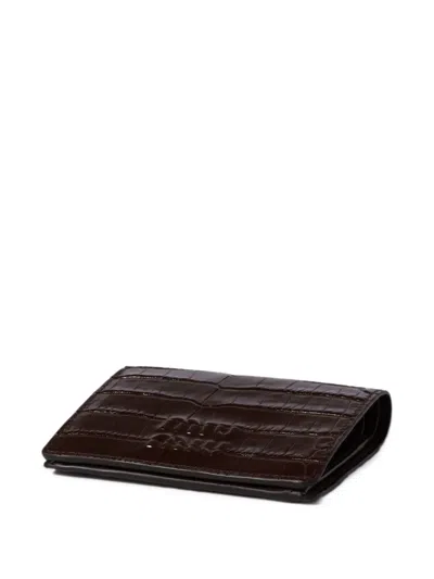 Miu Miu Small Crocodile Embossed Calfskin Wallet In Brown