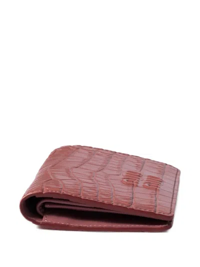 Miu Miu Small Crocodile Embossed Calfskin Wallet In Pink