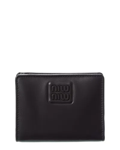Miu Miu Small Leather Card Case In Black