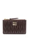 Miu Miu Matelass Zipped Card Holder In Radica