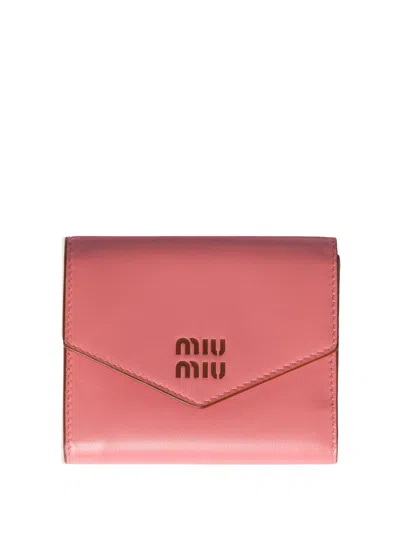 Miu Miu Small Leather Wallet In Pink