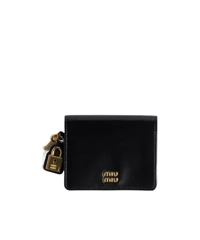 Miu Miu Small Leather Wallet In Black