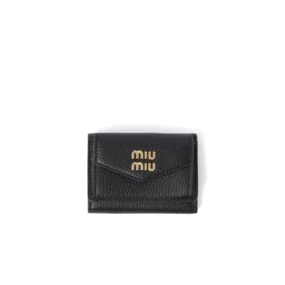Miu Miu Small Leather Wallet In Black
