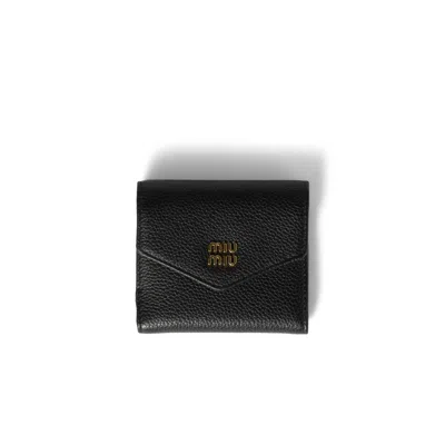 Miu Miu Small Leather Wallet In Black