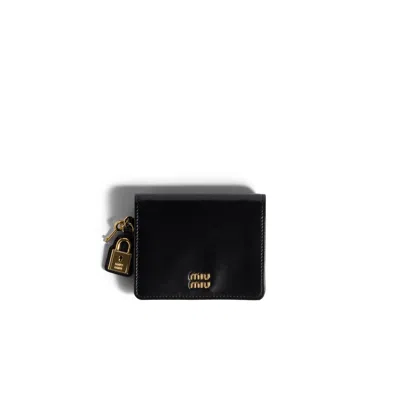 Miu Miu Small Leather Wallet In Black