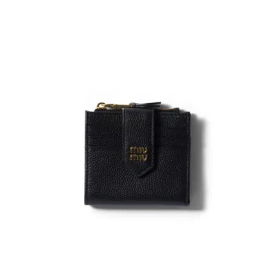Miu Miu Small Leather Wallet In Black