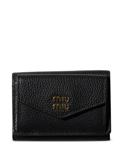 Miu Miu Small Leather Wallet In Black