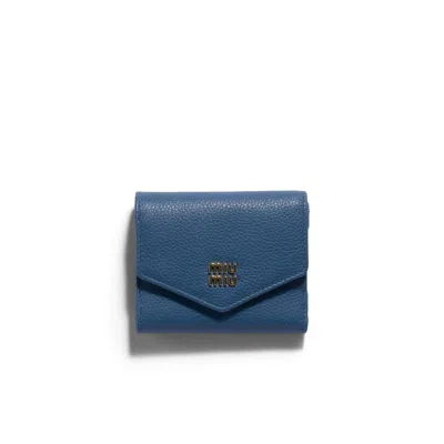 Miu Miu Small Leather Wallet In Blue
