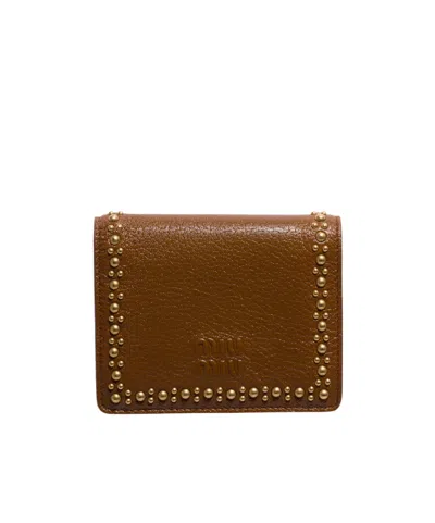 Miu Miu Small Leather Wallet In Blue
