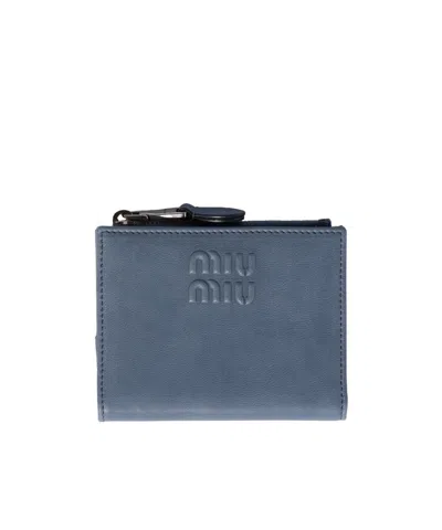 Miu Miu Small Leather Wallet In Blue