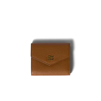 Miu Miu Small Leather Wallet In Brown