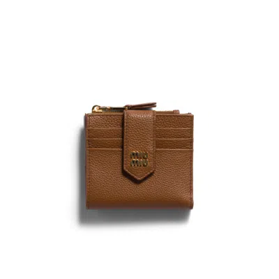 Miu Miu Small Leather Wallet In Brown
