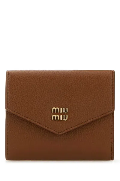 Miu Miu Small Leather Wallet In Brown