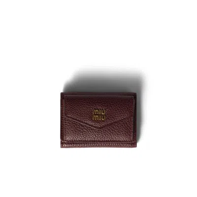 Miu Miu Small Leather Wallet In Burgundy