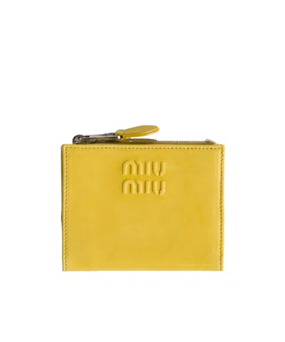 Miu Miu Small Leather Wallet In Cedar