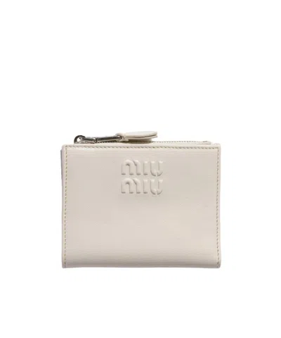 Miu Miu Small Leather Wallet In White