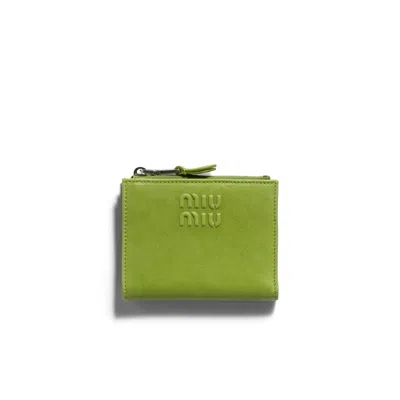 Miu Miu Small Leather Wallet In Green