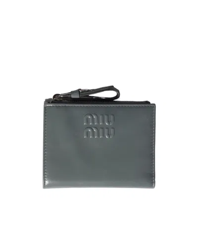 Miu Miu Small Leather Wallet In Opal
