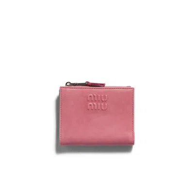 Miu Miu Small Leather Wallet In Pink