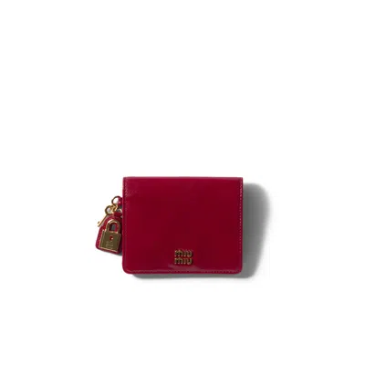 Miu Miu Small Leather Wallet In Red