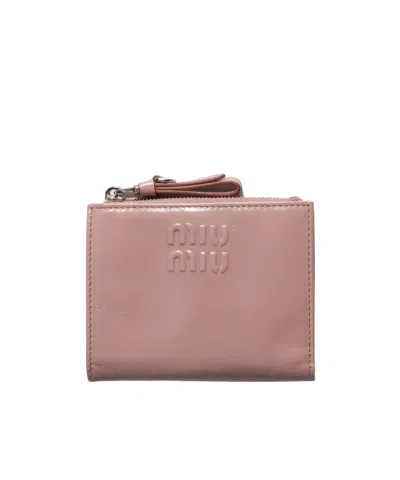 Miu Miu Small Leather Wallet In Rose Blush