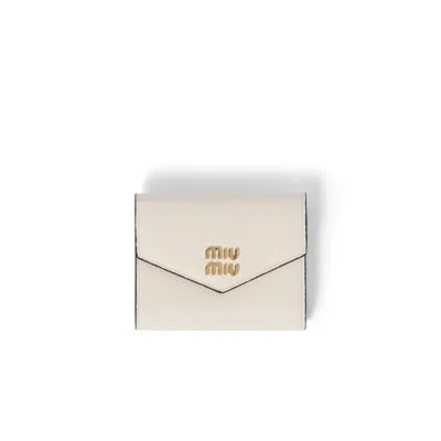 Miu Miu Small Leather Wallet In White