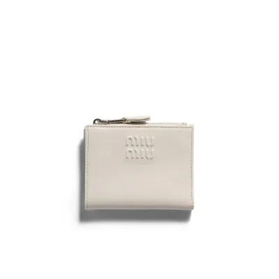 Miu Miu Small Leather Wallet In White