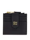 Miu Miu Small Leather Wallet With Coin Case Accessories In Black