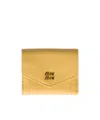 Miu Miu Small Leather Wallet In Yellow