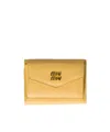 Miu Miu Small Leather Wallet In Gold