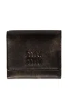 Miu Miu Small Logo-embossed Leather Wallet In Brown